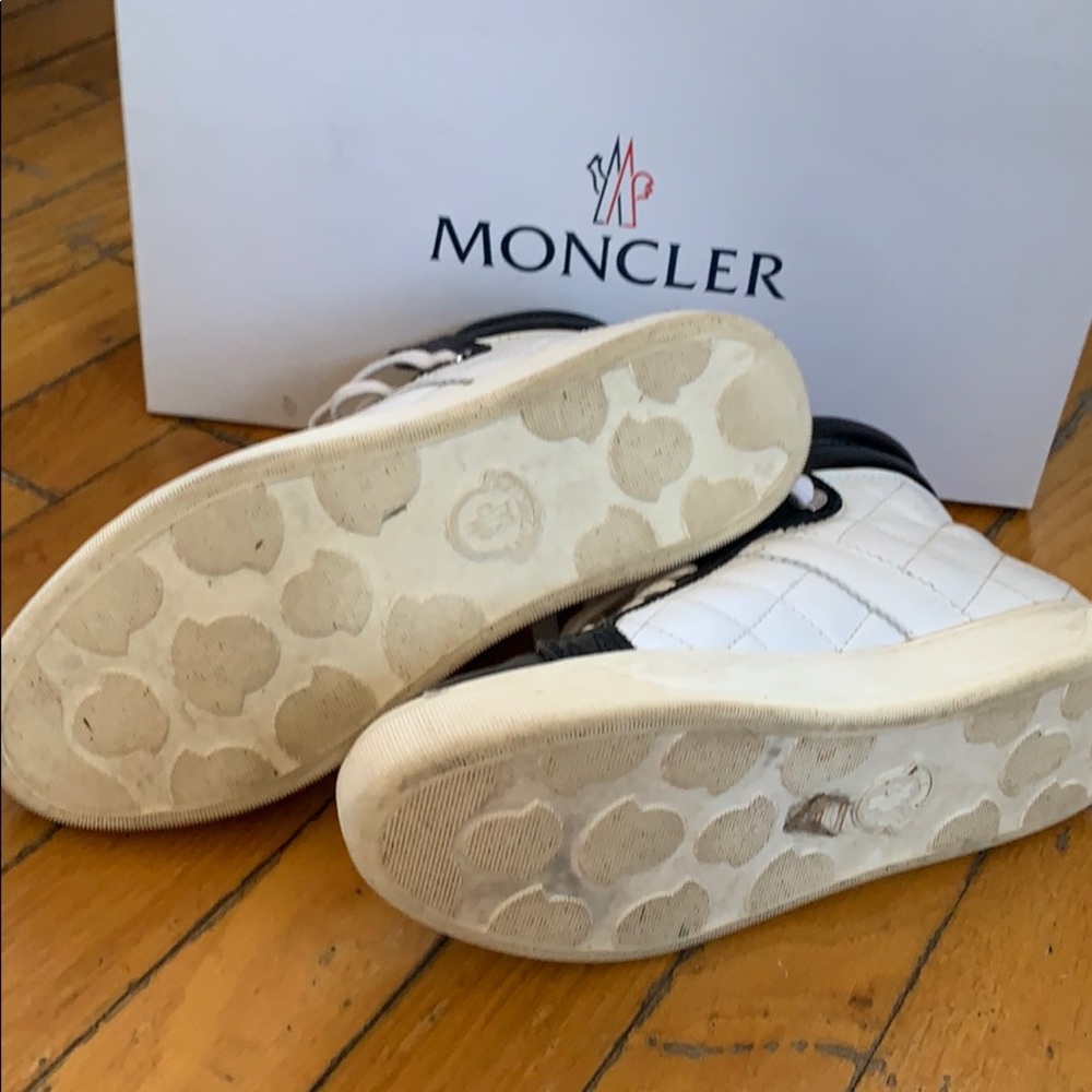 Moncler hi top sneaker in black & white size 37 - Picture 8 of 8